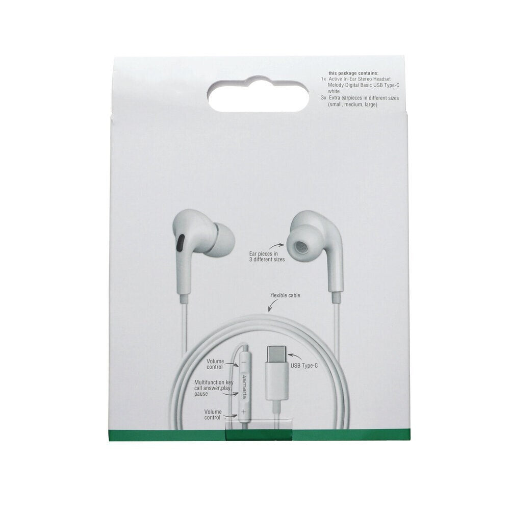 4smarts Melody Digital Basic Headphones with USB-C Cable - White