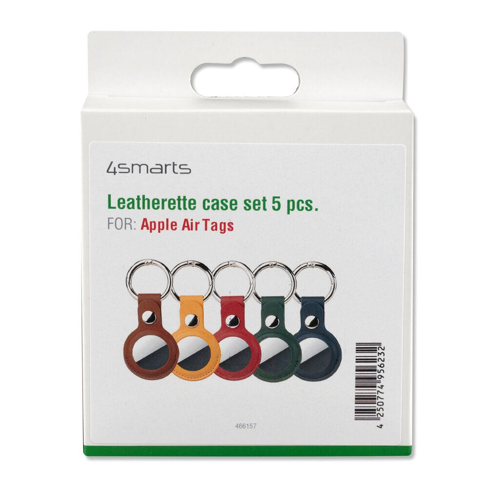 4smarts AirTag Faux Leather Case with Keychain - 5 pcs. - Multi