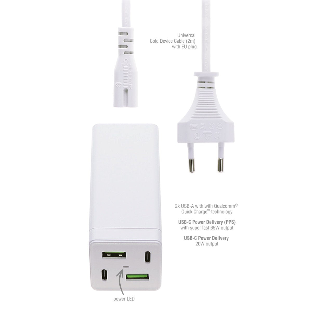 4smarts MultiGaN 65W charger station (USB-C & USB-A) - White