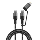 4smarts ComboCord USB-C to USB-C or Lightning Cable PD 60W - 1.5w. - Black