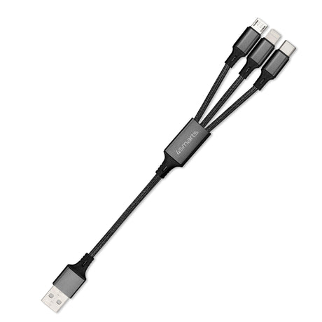 4smarts 3in1 12W ForkCord Cable - Lightning / USB-C / Micro USB 20cm - Black