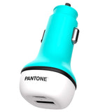 Pantone Car charger PD 20W with USB-C & USB-A - Turquoise