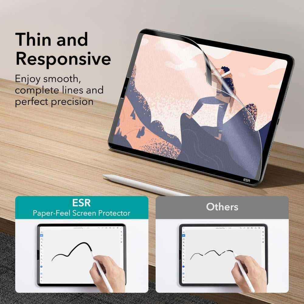 iPad Air (2022 / 2020) / Pro 11" 10.9" (2022 / 2021 / 2020) ESR Paper Feel Magnetic Plastic Screen Protector - Matte Transparent