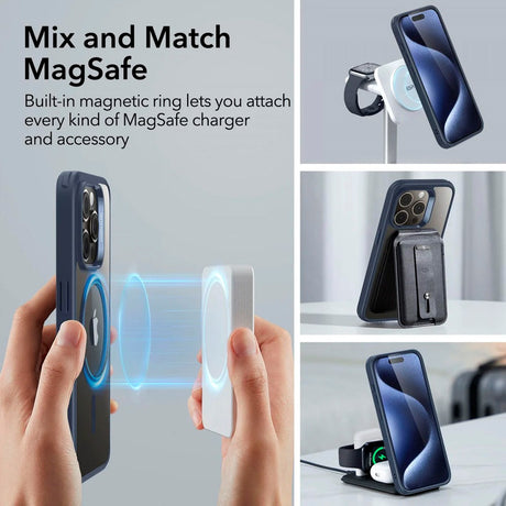 ESR iPhone 15 Pro Classic Hybrid Case - MagSafe Compatible - Transparent / Blue