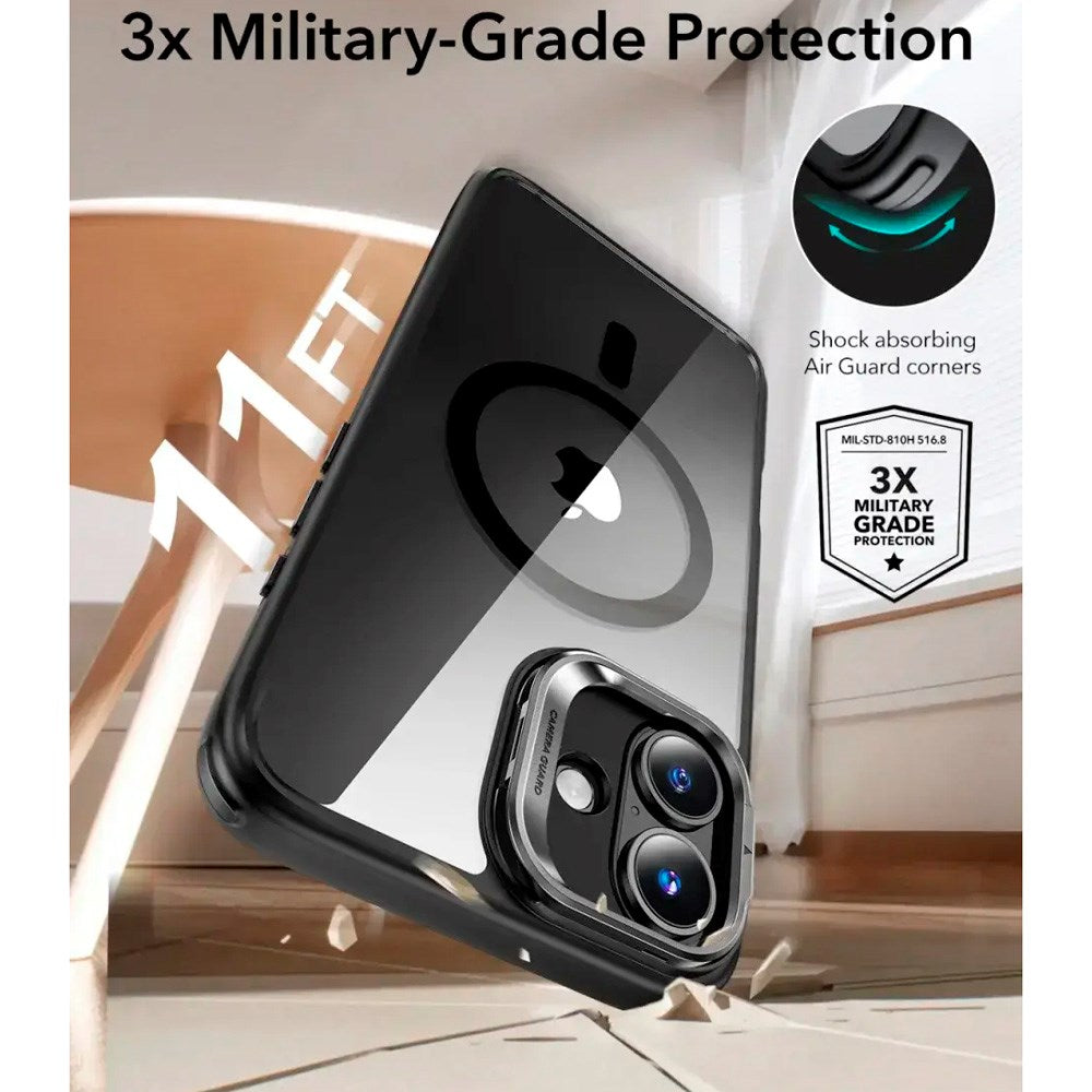 ESR iPhone 16 Classic Hybrid Case with Kickstand - MagSafe Compatible - Transparent / Black