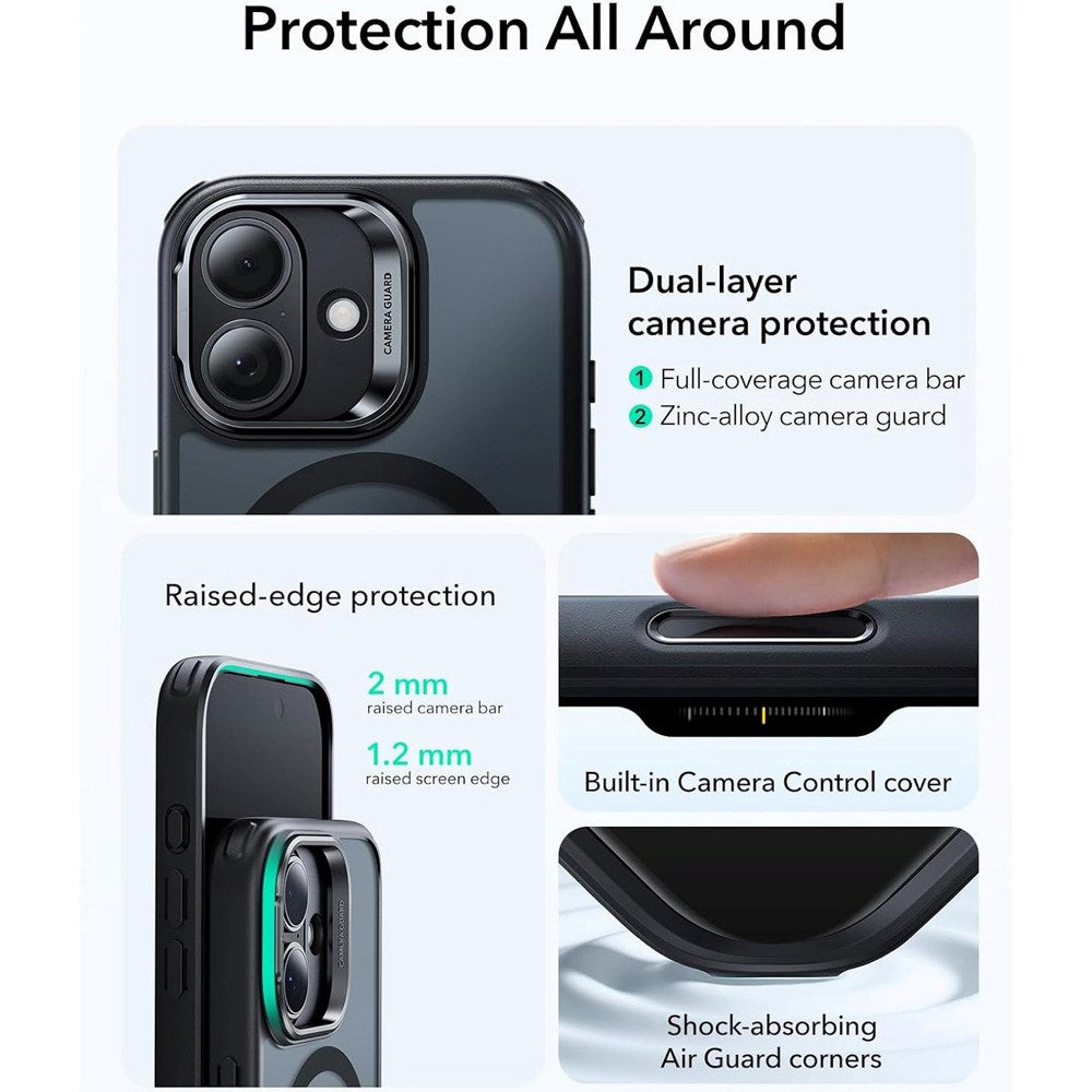 ESR iPhone 17 Classic Hybrid Stash Case with Kickstand - MagSafe Compatible - Matte Black