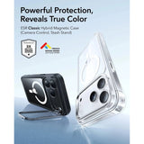 ESR iPhone 17 Pro Max Classic Hybrid Stash Case with Kickstand - MagSafe Compatible - Transparent / Black