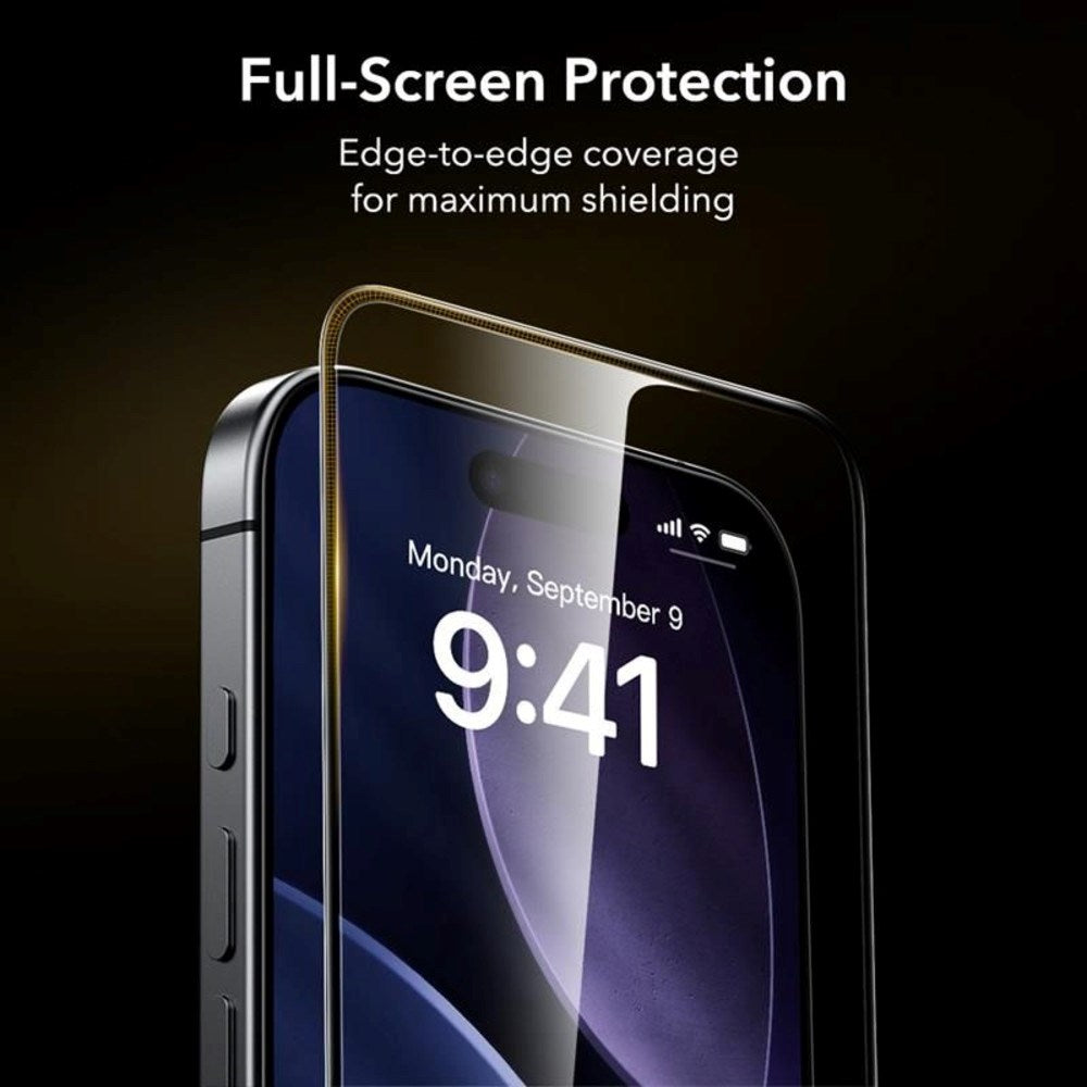 iPhone 17 / 16 Pro ESR UltraFit Armorite Pro Tempered Screen Protector Glass - Transparent / Black Edge