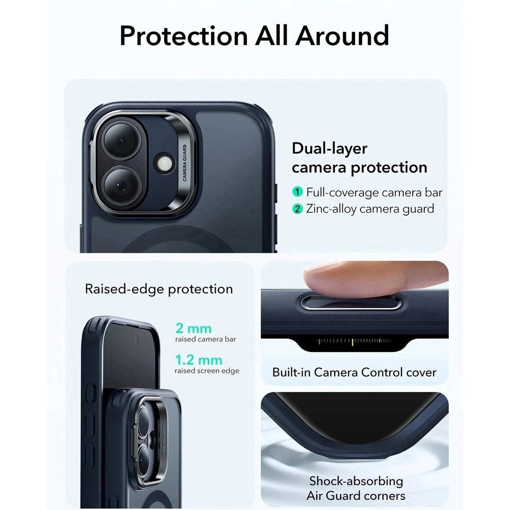 ESR iPhone 17 Classic Hybrid Stash Case with Kickstand - MagSafe Compatible - Mat Blue