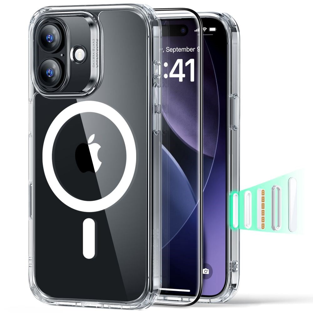 iPhone 17 ESR Classic Hybrid Set with Back Case & Tempered Glass Screen Protector - MagSafe Compatible - Transparent