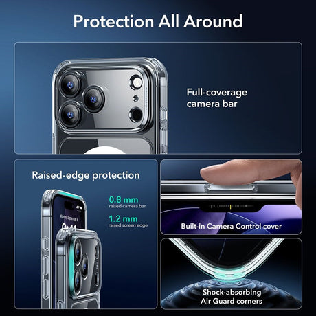 iPhone 17 Pro ESR Classic Hybrid Set with Back Case & Tempered Glass Screen Protector - MagSafe Compatible - Transparent