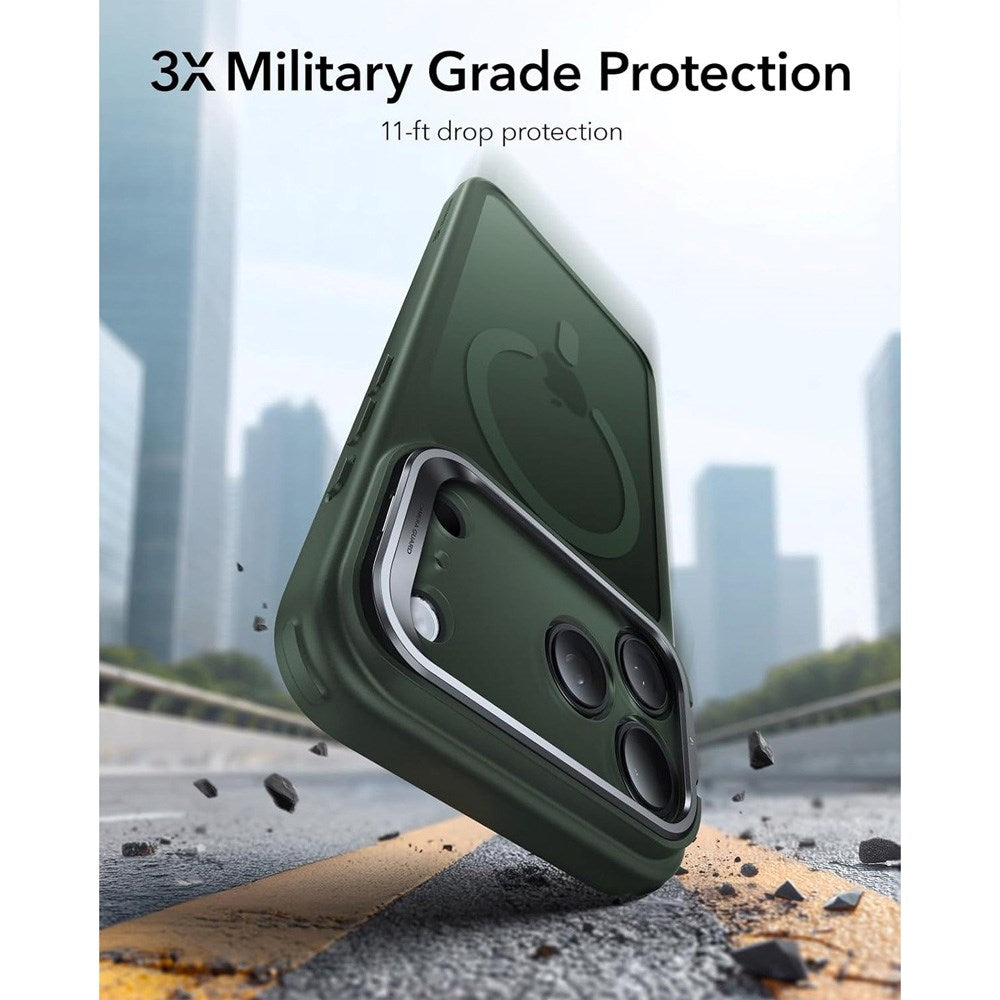 ESR iPhone 17 Pro Classic Hybrid Stash Case with Kickstand - MagSafe Compatible - Matte Green