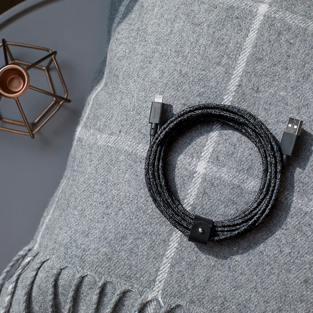 Native Union Night Cable USB-A to Lightning with leather buckle 3 meters. - Zebra