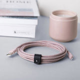 Native Union XL Belt Cable USB-A to Lightning w. Leather Buckle 3 Meter - Rose