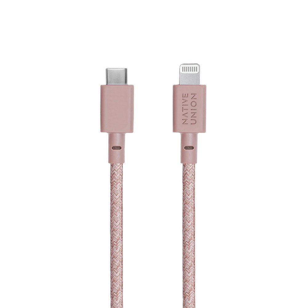 Native Union Night Cable USB-C to Lightning with leather buckle 3 meters. - Rose