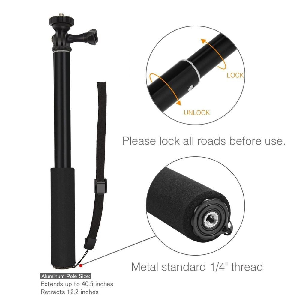 Tech-Protect Action & Compact Camera Selfie Stick - Black