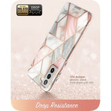 Samsung Galaxy S21 FE (5G) Case with Screen Protector i-Blason Cosmo Marble - Pink