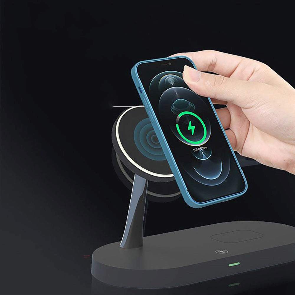 Tech-Protect A12 3-in-1 Wireless Charger 15W w. Built-in LED Lamp - Black