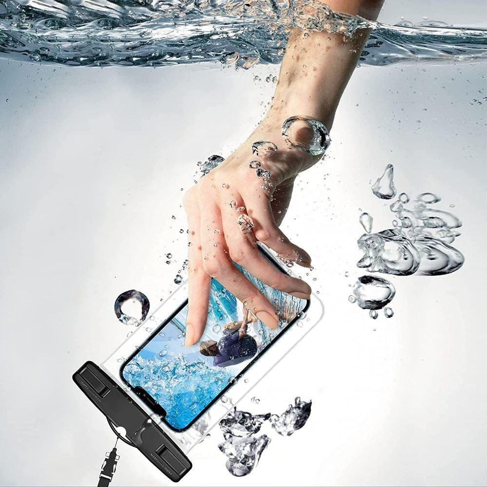 Tech-Protect Universal Waterproof Case Pouch - Blue / Transparent (Max. Phone: 163 x 90 x 10 mm)