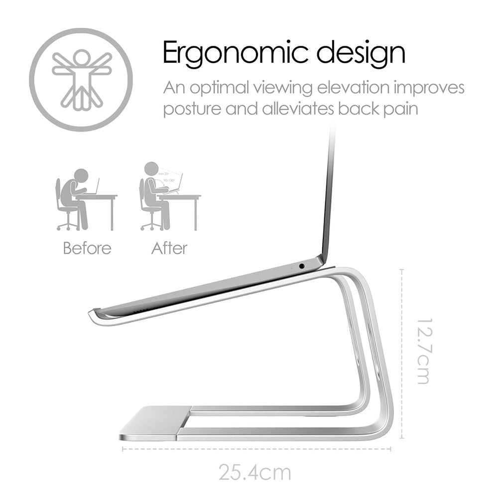 Desire2 Supreme Pro Laptop & MacBook Stand - Silver Aluminium