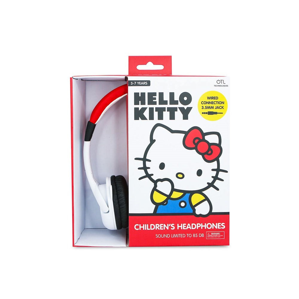 Hello Kitty OTL On-Ear Headphones for Kids with 3D Ears - Max. 85dB - White / Red