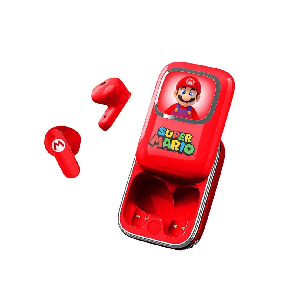 Super Mario OTL True Wireless In-Ear Headset with Slide-Up Charging Case - Red