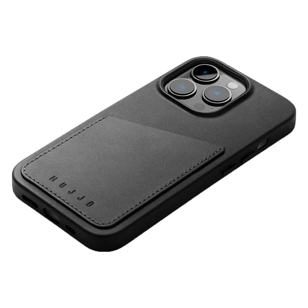 Mujjo iPhone 14 Pro Leather Wallet Case - Black