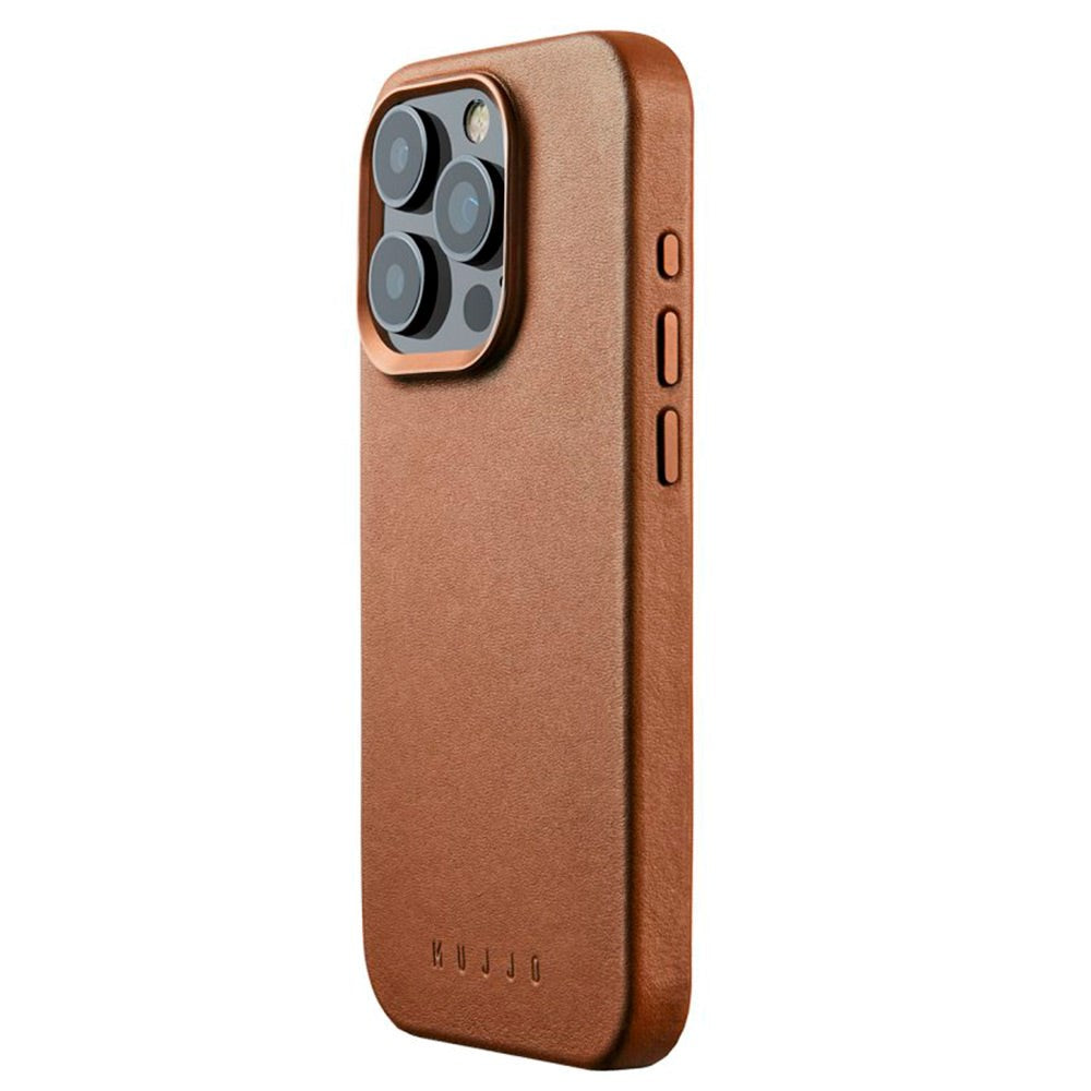 Mujjo iPhone 15 Pro Leather Case - MagSafe Compatible - Brown