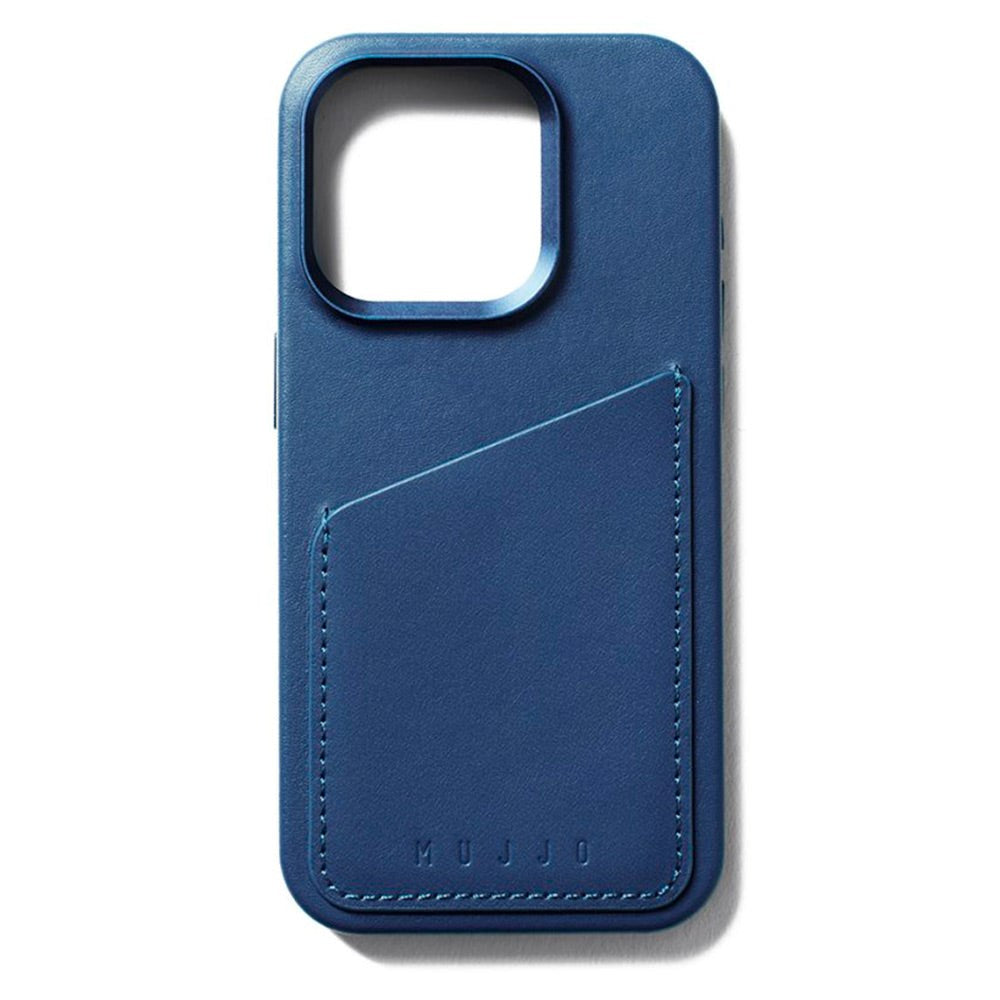 Mujjo iPhone 15 Pro Leather Wallet Case - MagSafe Compatible - Blue