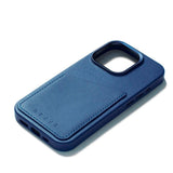 Mujjo iPhone 15 Pro Leather Wallet Case - MagSafe Compatible - Blue