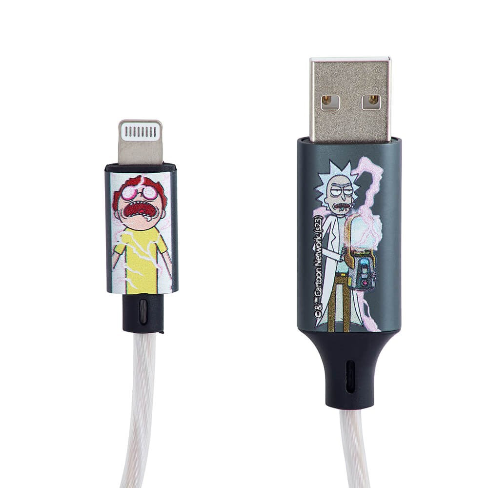 Rick & Morty Light Up 10W USB-A to Lightning Cable 1.2 Meter - Black / Multi