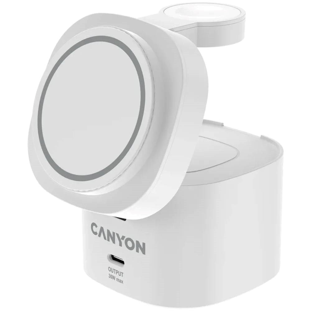 Canyon WCS-205 15W Qi2 2-in-1 Wireless Charger - MagSafe Compatible - White