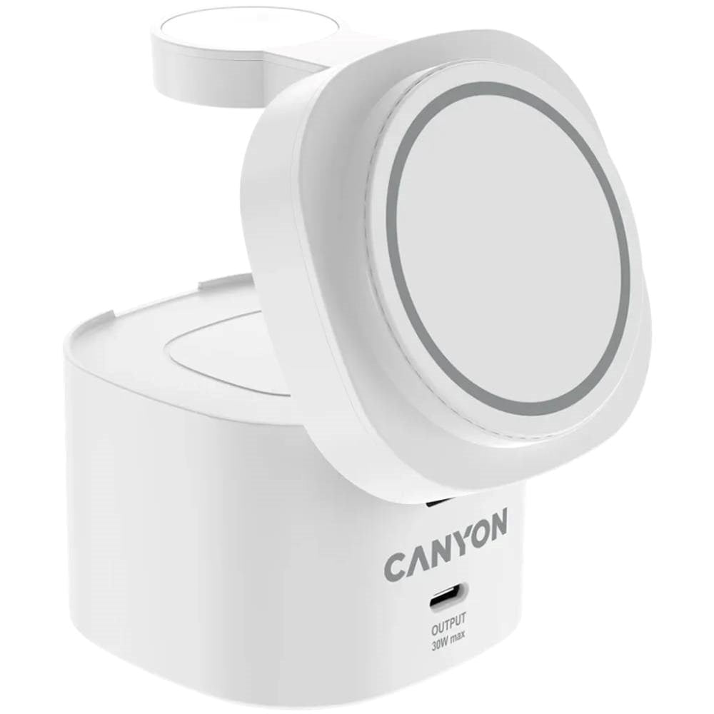 Canyon WCS-205 15W Qi2 2-in-1 Wireless Charger - MagSafe Compatible - White