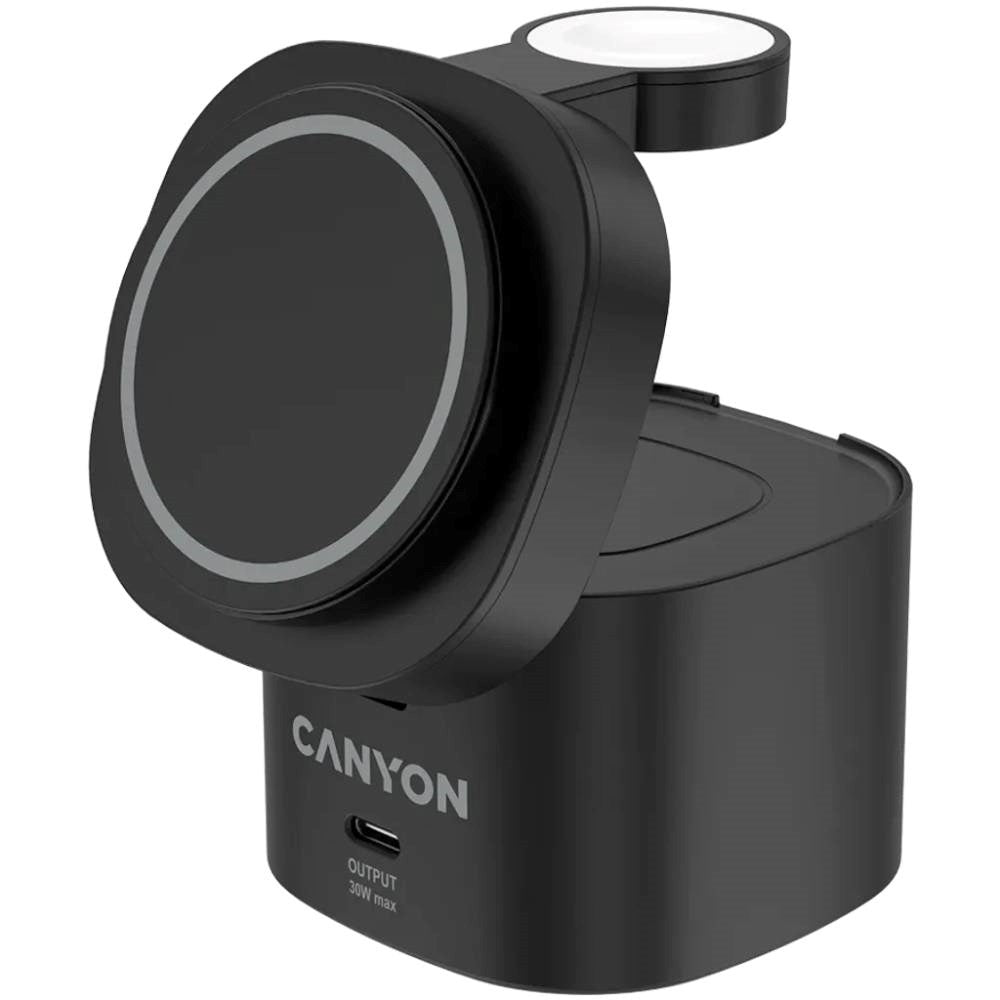 Canyon WCS-205 15W Qi2 2-in-1 Wireless Charger - MagSafe Compatible - Black