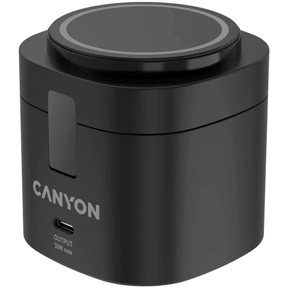 Canyon WCS-205 15W Qi2 2-in-1 Wireless Charger - MagSafe Compatible - Black