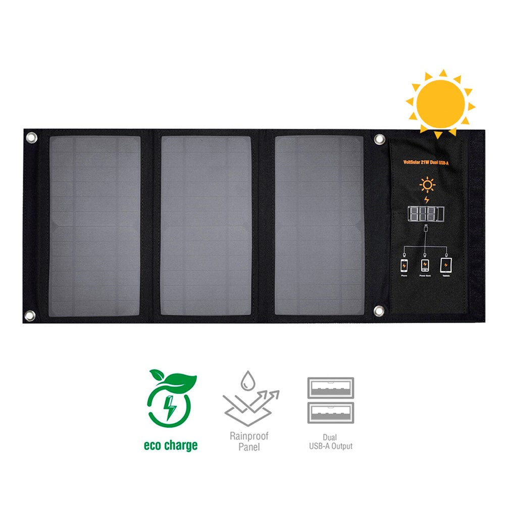 4Smarts VoltSolar Solar Charger 21W with 2x USB-A Port - Black