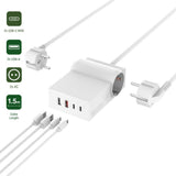 4smarts 6-in-1 GaN 65W Power Strip with 2x AC / 2x USB-C / 2x USB-A – White