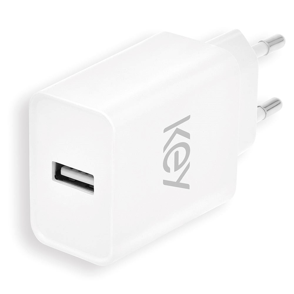 Key Wall Charger 12W with USB-A - White