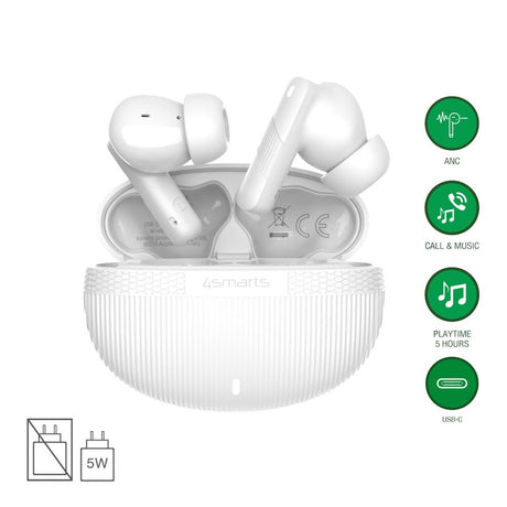 4smarts True Wireless SkyBuds Pro Headphones with Active Noise Cancellation - In-Ear - White