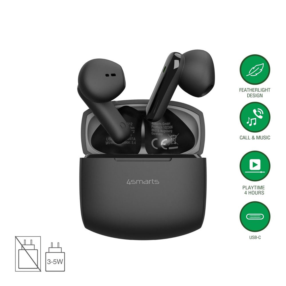 4smarts True Wireless SkyBuds Air Headphones - In-Ear - Black
