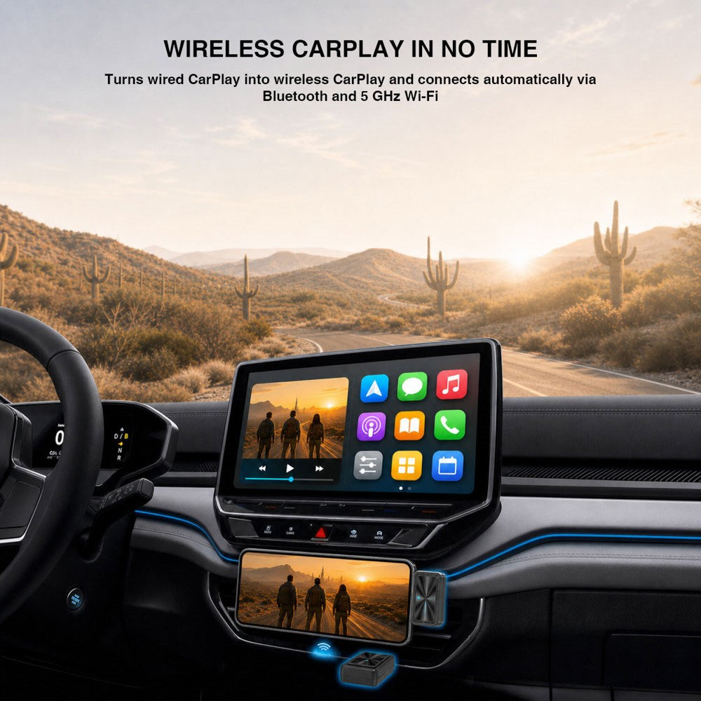 4Smarts Wireless Adapter with Screen Mirroring for Apple CarPlay & Android Auto - Black