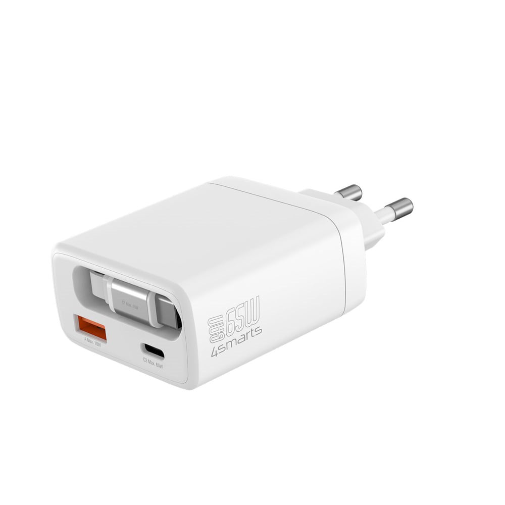 Wall Charger PD (Power Delivery) 65W 4smarts Jojo w. USB-C og USB-A - White