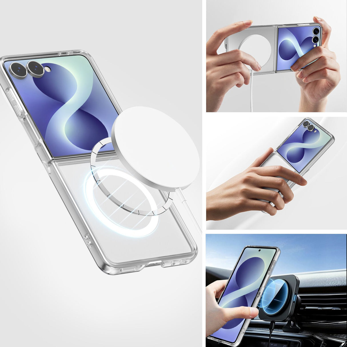 Samsung Galaxy Z Flip8 4Smarts 360° Protection Set with Case & Screen Protection Glass - Transparent