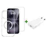 iPhone 18 Pro Max / 17 Pro Max 4Smarts 3-in-1 Premium Starter Set - MagSafe Case, Screen Protector & 20W Wall Charger - Transparent / White