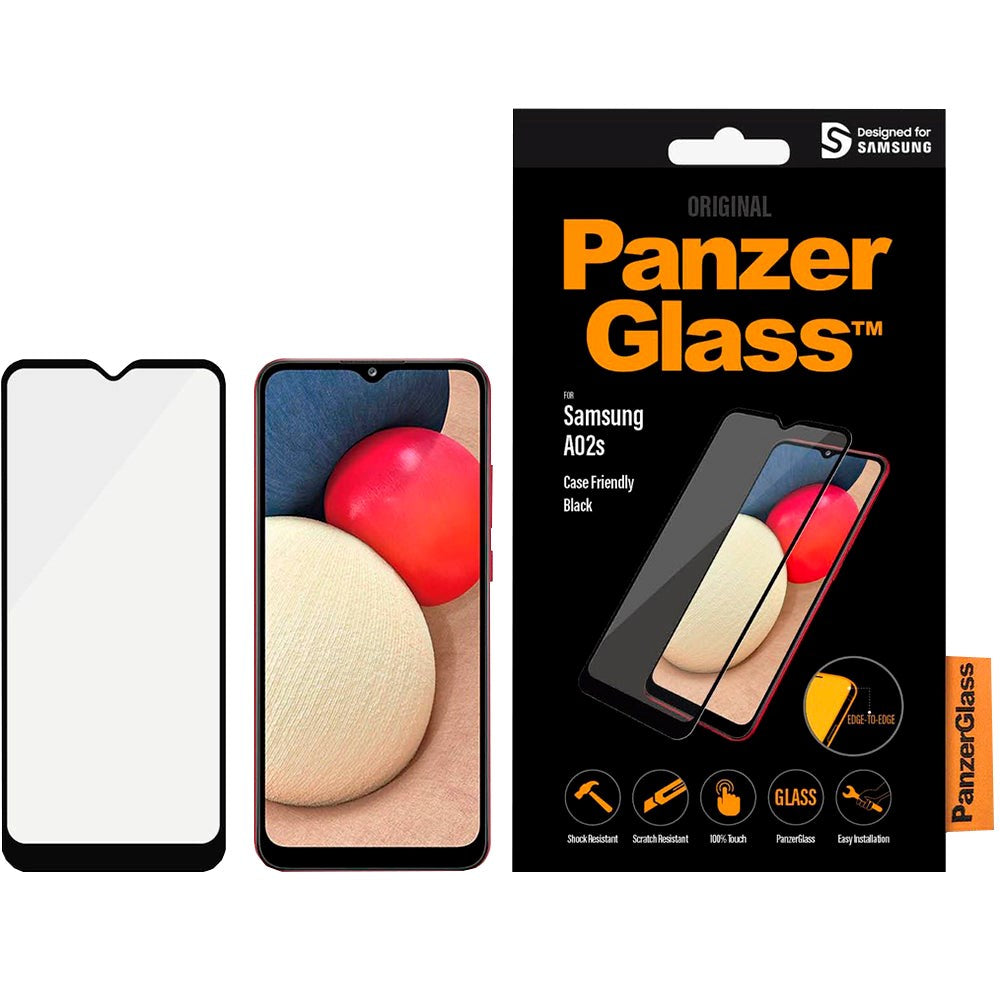 Samsung Galaxy A02s PanzerGlass Screen Protector - Case Friendly - Black