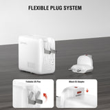 4smarts GaN 100W Wall Charger with Display - Built-in USB-C Cable - 1 x USB-A - 1 x USB-C - White