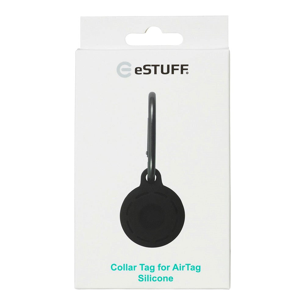 eSTUFF AirTag Silicone Case w. Carabiner - Black