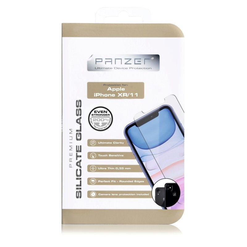 iPhone 11 / XR PANZER Premium Silicate Glass w. Camera Protection