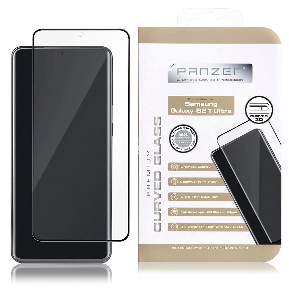 Samsung Galaxy S21 Ultra PANZER Premium Full-Fit Glass - Black Frame