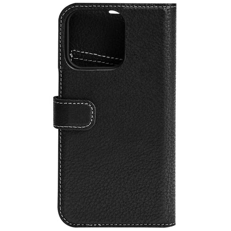 Essentials iPhone 13 Mini Real Leather Flip Case 2 in 1 with Card Holder - Black